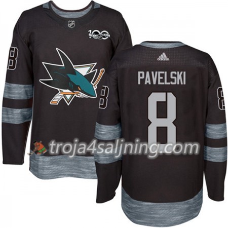 San Jose Sharks tröja Joe Pavelski 8 1917-2017 100th Anniversary Adidas Svart Authentic - NHL Tröjor Herr